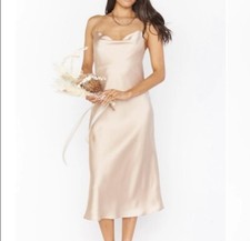 Show Me Your Mumu Verona Cowl Dress Small S Champagne Luxe Satin