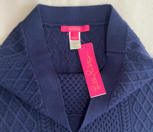 NWT Lilly Pulitzer Women's Low Tide Navy Lizona Cable Knit Sweater Skirt,Size L - Picture 3 of 10