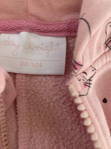 day & night girls pink cotton jump suit with hood 3-4T long sleeves Cat Print - Picture 7 of 7