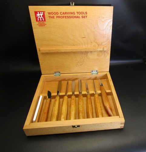 J.A. HENCKELS VTG WOOD CARVING TOOLS PROFESSIONAL SET Made Germany UNUSED COND. - Picture 1 of 24