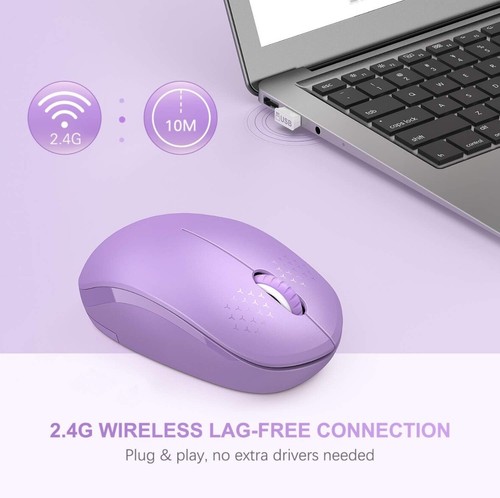 Ratón Inalámbrico Seenda, Ratón 2.4 GHz con Receptor USB Color Púrpura - Imagen 5 de 6