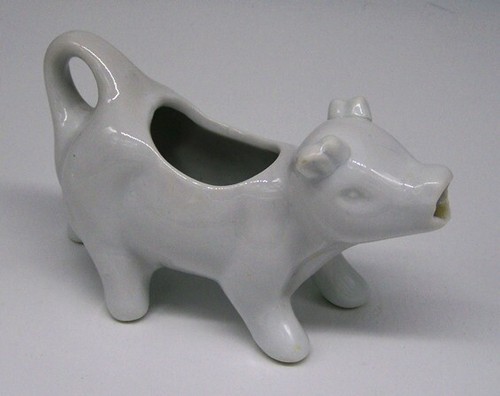 MINI JARRA DE PORCELANA CERÁMICA BLANCA VACA CREMA DE LECHE SERVIDOR DE SALSA CON MANGO - Imagen 2 de 2