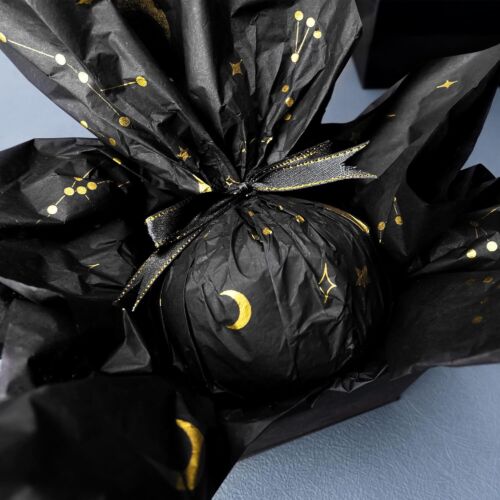 Sheets Galaxy Tissue Paper Bulk,20" x 14",Black with Gold Moon and Star Tissue - Picture 5 of 6