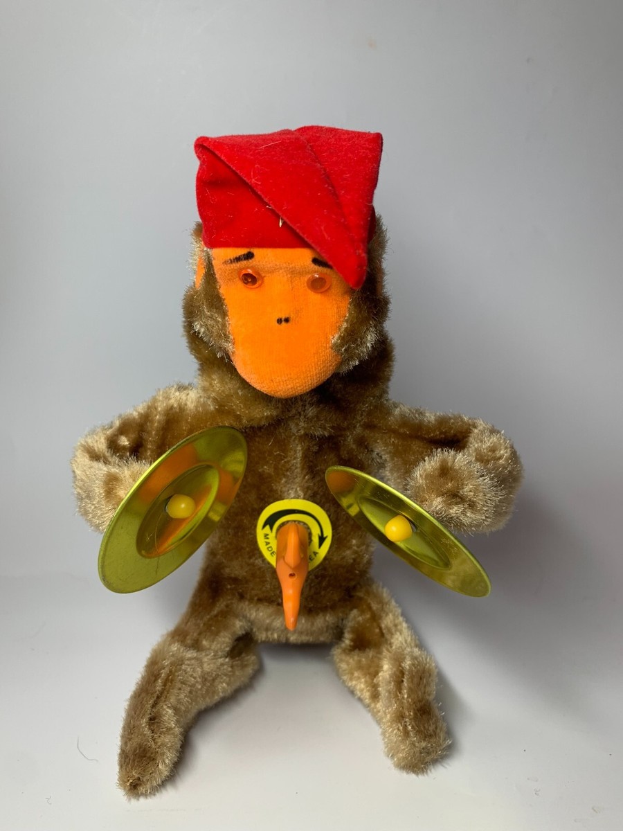 P. ape コルク付け Vintage 1950's ALPS Wind-up Working Musical Chimp with Brass