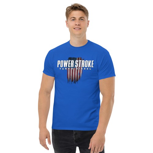 T-shirt Power Stroke Turbo Diesel con disegno bandiera americana - Foto 6 di 14