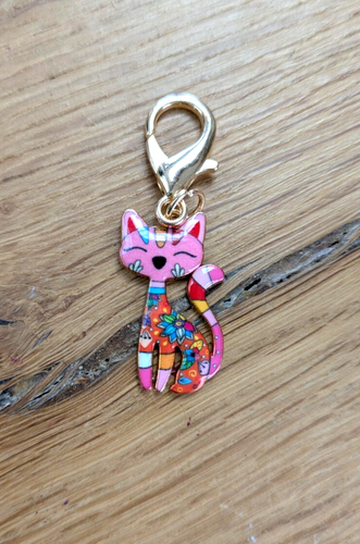 ENAMEL CAT KEYRING / CLIP ON CHARM - FOR BAGS, COLLARS, KEYS, PURSES, ZIPPERS - Foto 9 di 13