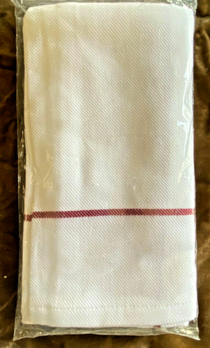 Set of 2 Pampered Chef ~ White w/ Cranberry Window Pane Napkins ~ New in Package - Picture 2 of 3