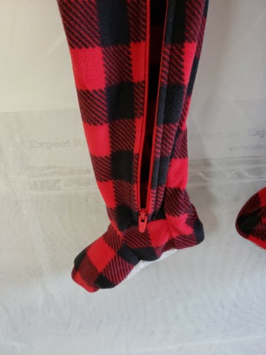 Carter's Toddler Buffalo Plaid Sleeper PJ Red Black Fleece 1 Piece Full Zip 4T - Picture 5 of 8