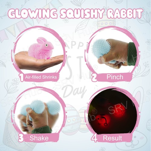 Light Up Bunny Rabbit Glow in The Dark Glitter Easter Eggs Stress Toys Glow Toys - Picture 32 of 63