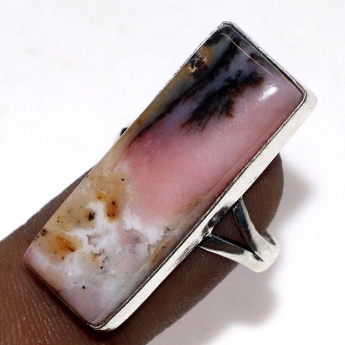 Peruvian Pink Opal 925 Silver Plated Gemstone Ring US 7 Women Jewelry GW