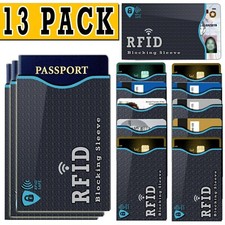 13 PACK RFID Blocking Credit Card / Passport Holder Case Safety Sleeve Protector
