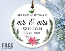 Personalized First Christmas Married Ornament, Newly Married Gift Ornament