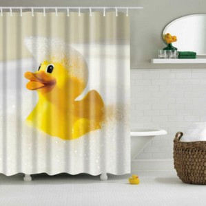 Bath Duck Polyester Waterproof Bathroom Fabric Shower Curtain 12 Hook