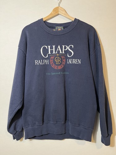 Sudadera De Colección Chaps Ralph Lauren Azul Marino L Spirited Tradition Manga Larga