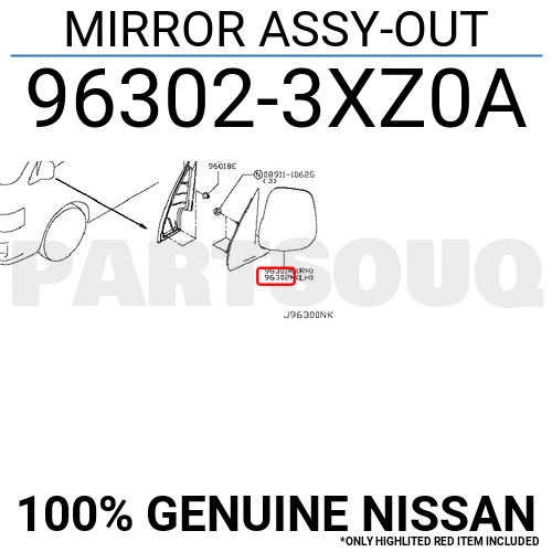 963023XZ0A Genuine Nissan MIRROR ASSY-OUT 96302-3XZ0A | eBay