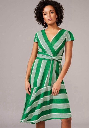 Phase Eight Size 14 Green Cotton Occasion Dress Wedding Guest Races New With Tag - Picture 2 of 3