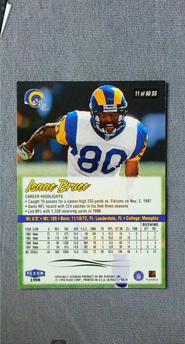 1998 Ultra Sensational 60 #11SS Isaac Bruce Rams - Picture 2 of 2