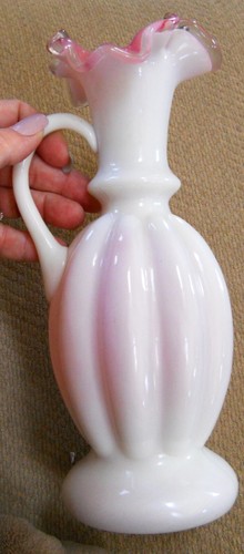 Vintage Fenton Milchglas "Peach Crest" Melonenkrug Vase aus 1940-1967 - Bild 2 von 7