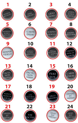 LATEINISCHE SPRÜCHE''BUTTONS''Quo Vadis/Semper Fidelis/Carpe Diem/Fiat Lux/TEIL 1
