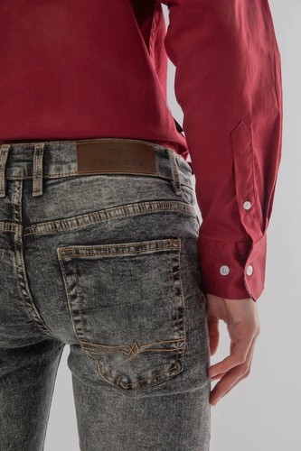 Jeans uomo lavaggio acido slim fit elasticizzato strappato denim pantalone cotone - Foto 4 di 15