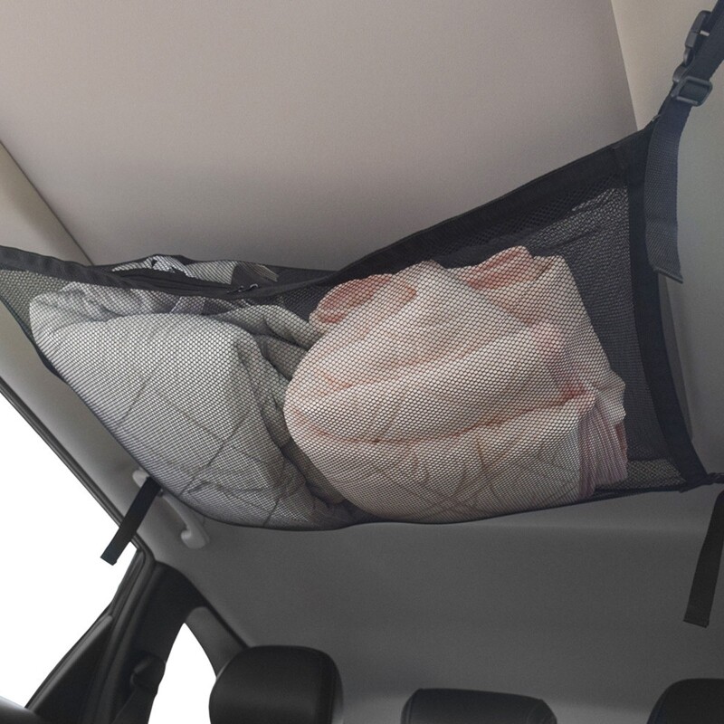 Multifunction Car Ceiling Storage Net Pocket Roof Interior Cargo