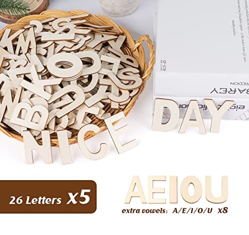 2" Wooden Letters, 170Pcs Wood Alphabet Letters for Crafts Wood Letters 2 inch - Bild 2 von 7