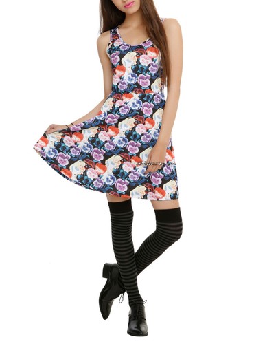 Disney Alicia en el País de las Maravillas Pensamientos Flores Ajuste y Acampanado Vestido Patinador JRS S-M NUEVO CON ETIQUETAS - Imagen 2 de 6