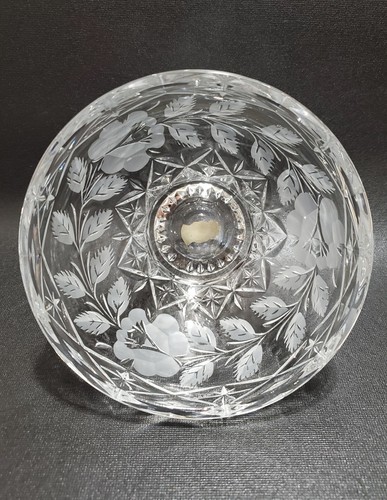 Vintage Imperlux Crystal Candy Dish With Lid, Etched Flowers, Germany - Bild 7 von 12
