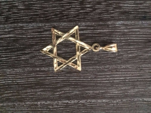 14KT GOLD DAVIDSTERN DESIGNER ANHÄNGER CHARM MIT GEÄTZTER AUSFÜHRUNG - Bild 6 von 6