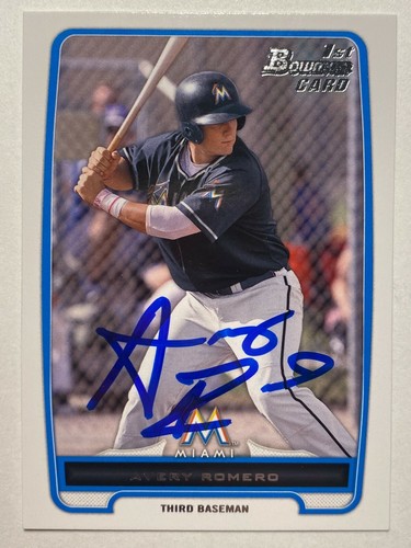 Avery Romero Signed Bowman #BDPP52 2012 Card Miami Marlins Auto MLB RAD - Picture 4 of 6