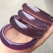 Certified Natural Agate Chalcedony A Grade Ice violet purple Bangle Bracelet AAA