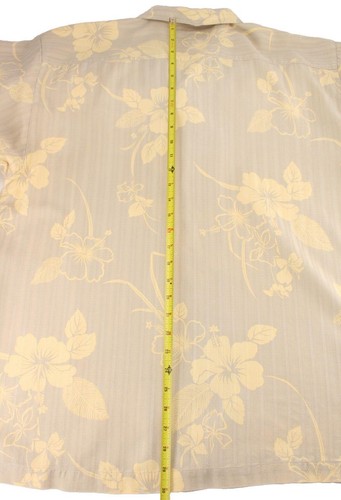 TOMMY BAHAMA SILK SHIRT Adult Extra Large Gray Yellow Floral Surf Camp Mens XL - Picture 6 of 10