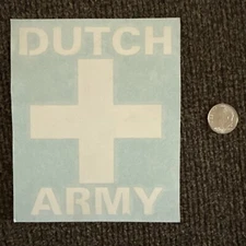 DUTCH Bros ARMY White STICKER Decal COFFEE Classic HTF Cross COFFEE Old STOCK!