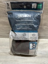 GILDAN 3 Pk. COTTON CLASSIC LENGTH BOXER BRIEFS BLACK GRAY CHARCOAL SZ. XL 40-42