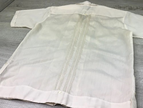 Vintage Mexican Wedding Shirt 60s 70s Guayaberas Ra-Had Made Mexico Mens 38 - Picture 7 of 12