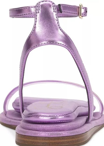 Sandalias Jessica Simpson para mujer metálicas moradas con correa de PVC y hebilla al tobillo Fla - Imagen 5 de 5