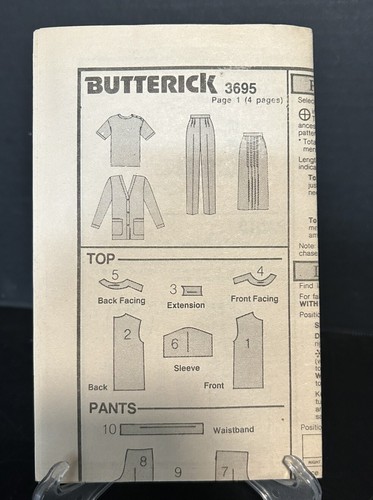 Butterick Patrón #3695 Chaqueta Falda Pantalones Top Talla Grande Sin Cortar FF 1986 - Imagen 3 de 5