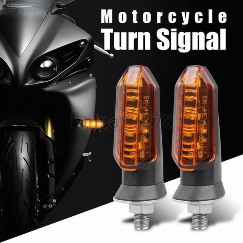 2Pcs Motorcycle LED Turn Signals Amber Blinker Light Indicator Yellow Universal - Picture 2 of 9