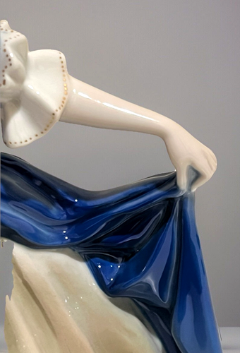 Antique Rosenthal Germany Porcelain Figurine of an Empire Dancer Lady in Blue Dr - Picture 9 of 12