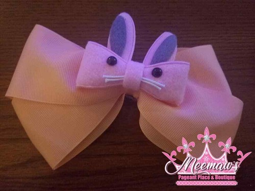 🐰 🐰 🐰 HOP HOP HOP BIG Easter Bunny Girls Hair Bow! ADORABLE!! L@@K! 🐰 🐰 🐰 - Picture 3 of 11