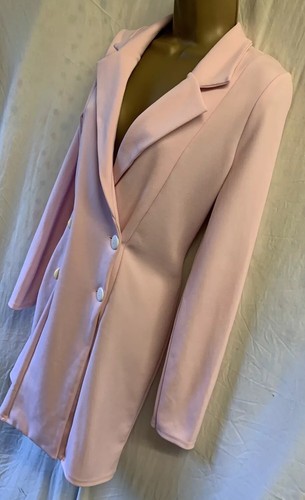 PLT Baby Pink 8 ( TALL ) Double Breasted Button Blazer Summer Mini Dress BNWTS - Picture 9 of 9