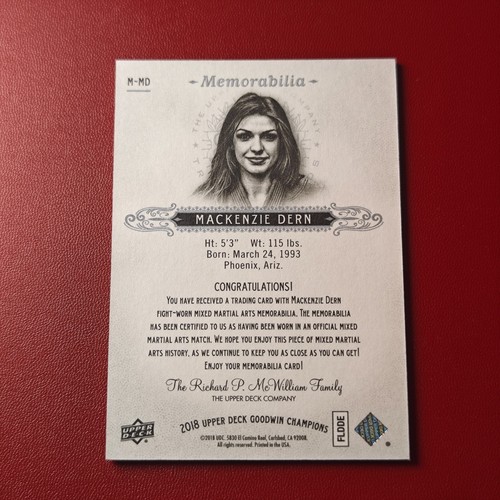 2018 Goodwin Champions Memorabilia Mackenzie Dern Logo Letter Patch #M-MD - Picture 2 of 3