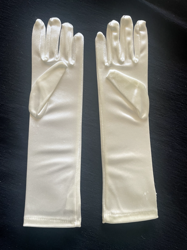 Girls Long White Gloves Formal/ Dress up Size M (4-7), 1 Pair - Picture 3 of 12