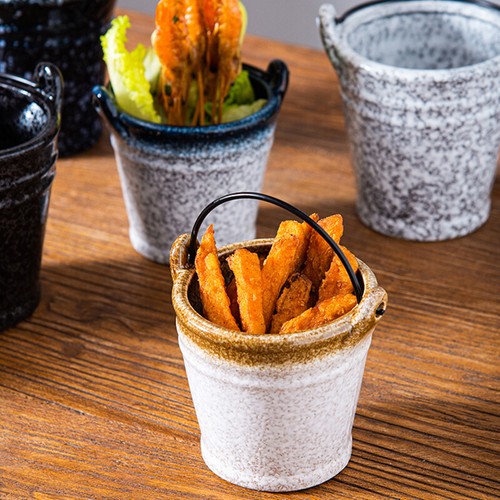 Japanese Bar Ice Bucket Ceramic Snack Fried Chicken Fries Bucket Storage Bucket - Picture 12 of 27