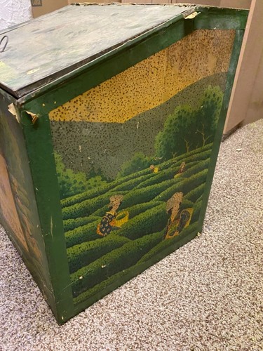 ANTIQUE LEE & CADY JAPAN TEA TIN BIN METAL COUNTRY STORE BOX - LARGE - Picture 3 of 7