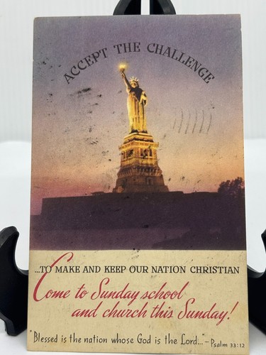 Postmarked 1950 ACCEPT THE CHALLENGE TO MAKE AND KEEP OUR NATION CHRISTIAN - Picture 1 of 7