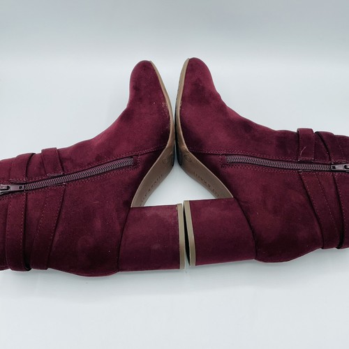 Zapatos para mujer Kelly & Katie talla 7,5 M rojo borgoña con cremallera botín con tacón - Imagen 11 de 11