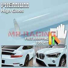 High Gloss Ice Blue Car Vinyl Wrap Sticker Decal Sheet Film DIY Air Release