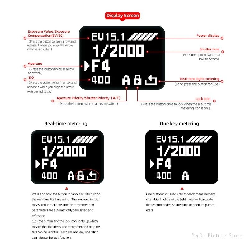 AstrHori AH-M1 Camera Light Meter 0.66" OLED Display Real-time External Light 