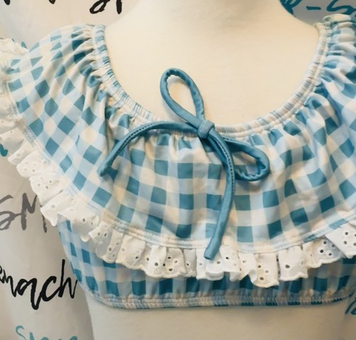Girls Well Dressed Wolf Wildling Teal Gingham 2 piece bikini size 8 Years EUC - Picture 4 of 12